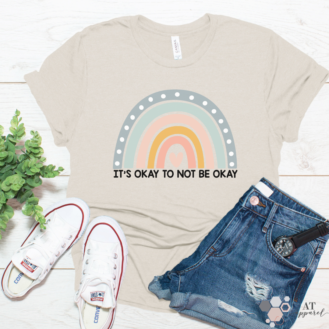 It's Okay To Not Be Okay Tee in Heather Prism Natural