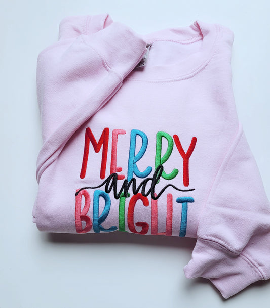 Merry and Bright Embroidered Crew