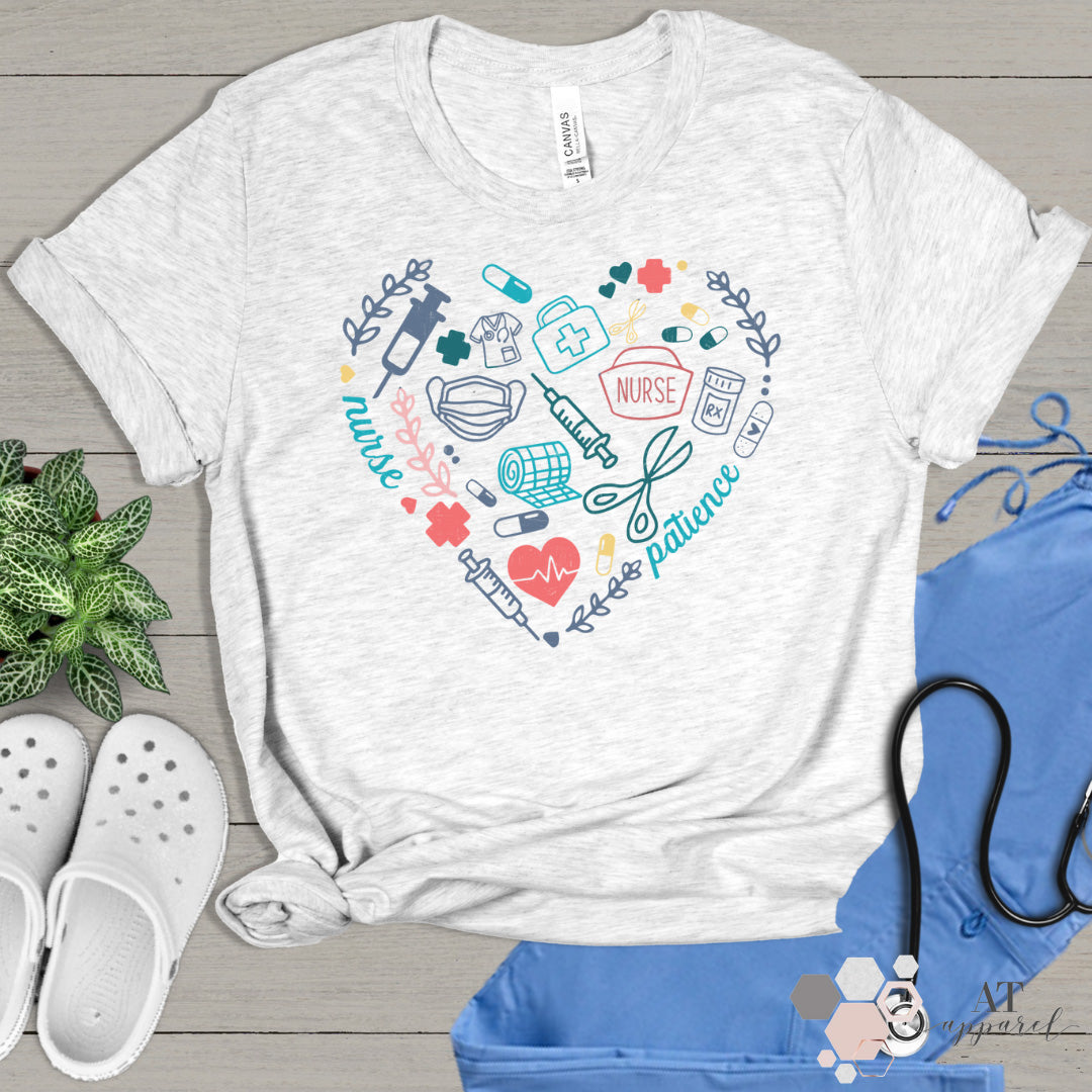 Nurse Things Heart Tee in the color Ash