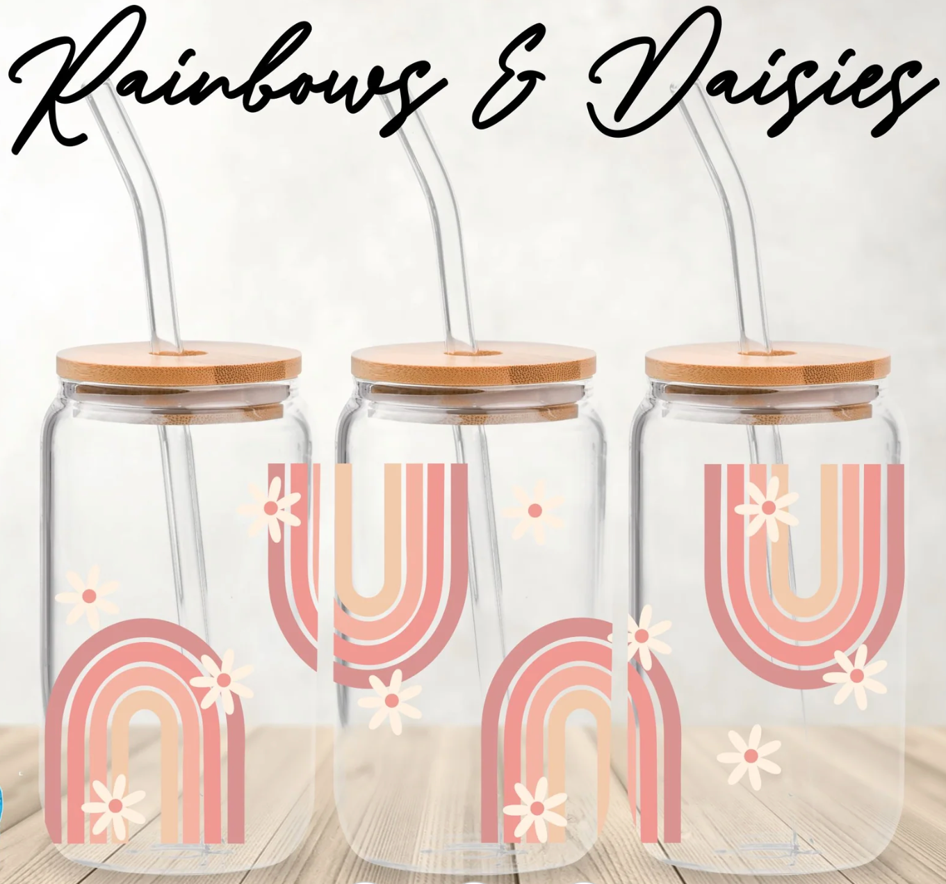 Boho Rainbow Glass Tumbler