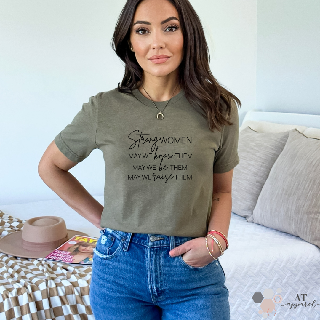 Strong Women Tee in Heather Olive